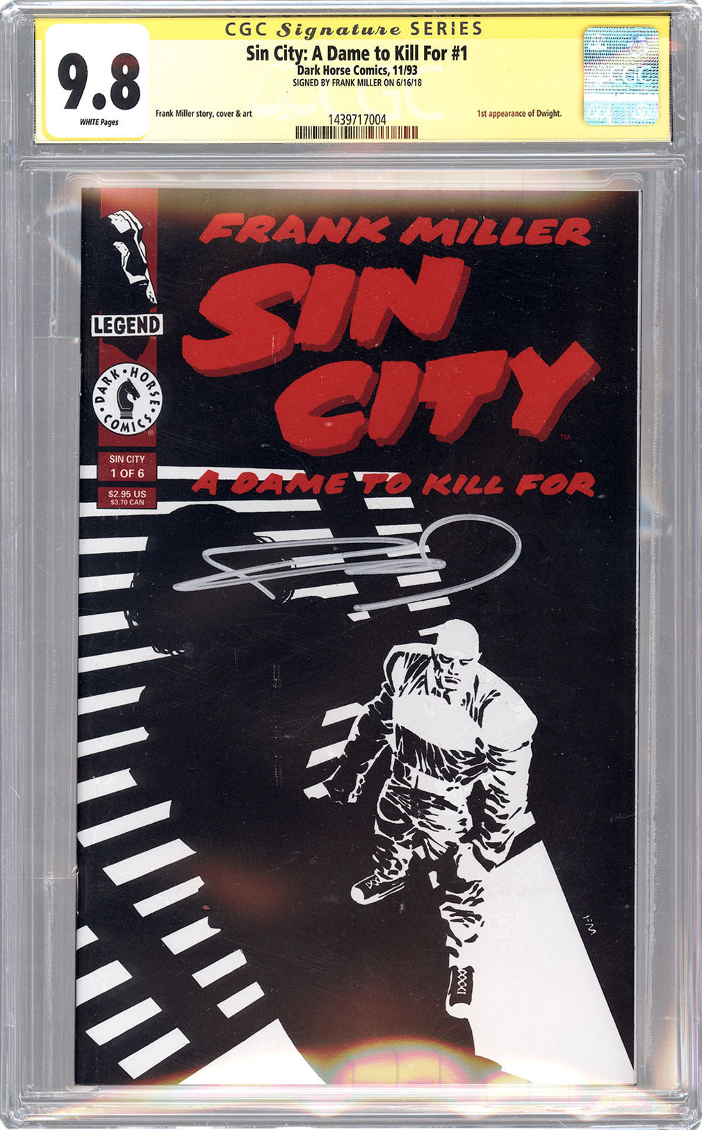 Sin City: A Dame to Kill For #1 CGC SS 9.8 Frank Miller | Slab of The Day – March 4