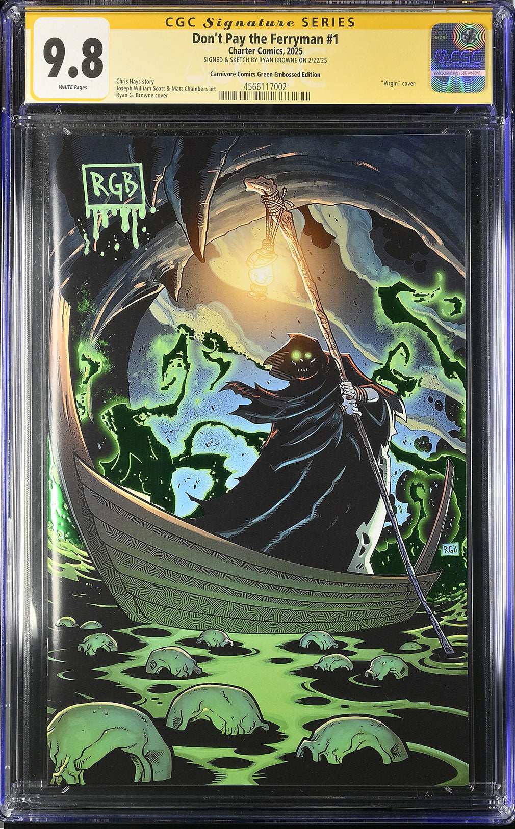 Don't Pay The Ferryman #1 Green Embossed Edition CGC SS 9.8 | Ryan G. Browne