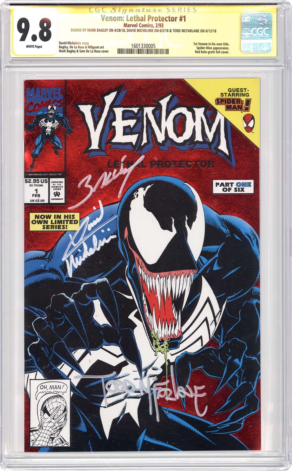 Slab of The Day – Jan 17 | Venom: Lethal Protector #1 CGC SS 9.8 Mark Bagley, David Michelinie & Todd McFarlane
