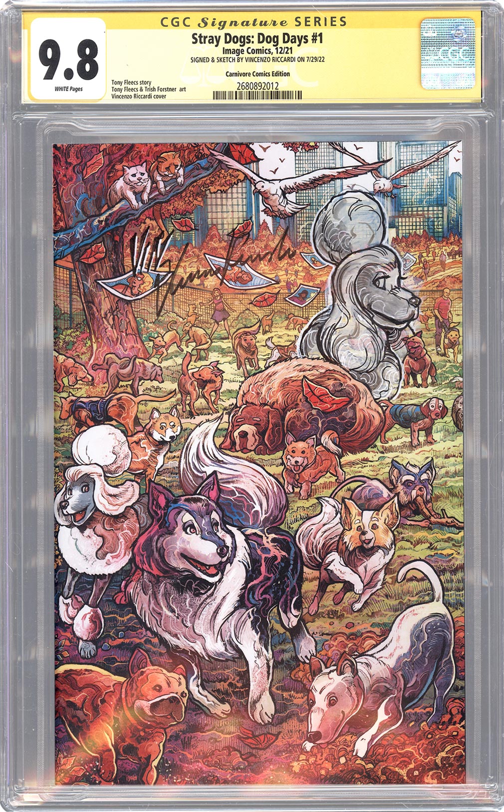 Stray Dogs: Dog Days #1 CGC SS 9.8 Signed/Sketched Vincenzo Riccardi | Slab of The Day – March 21