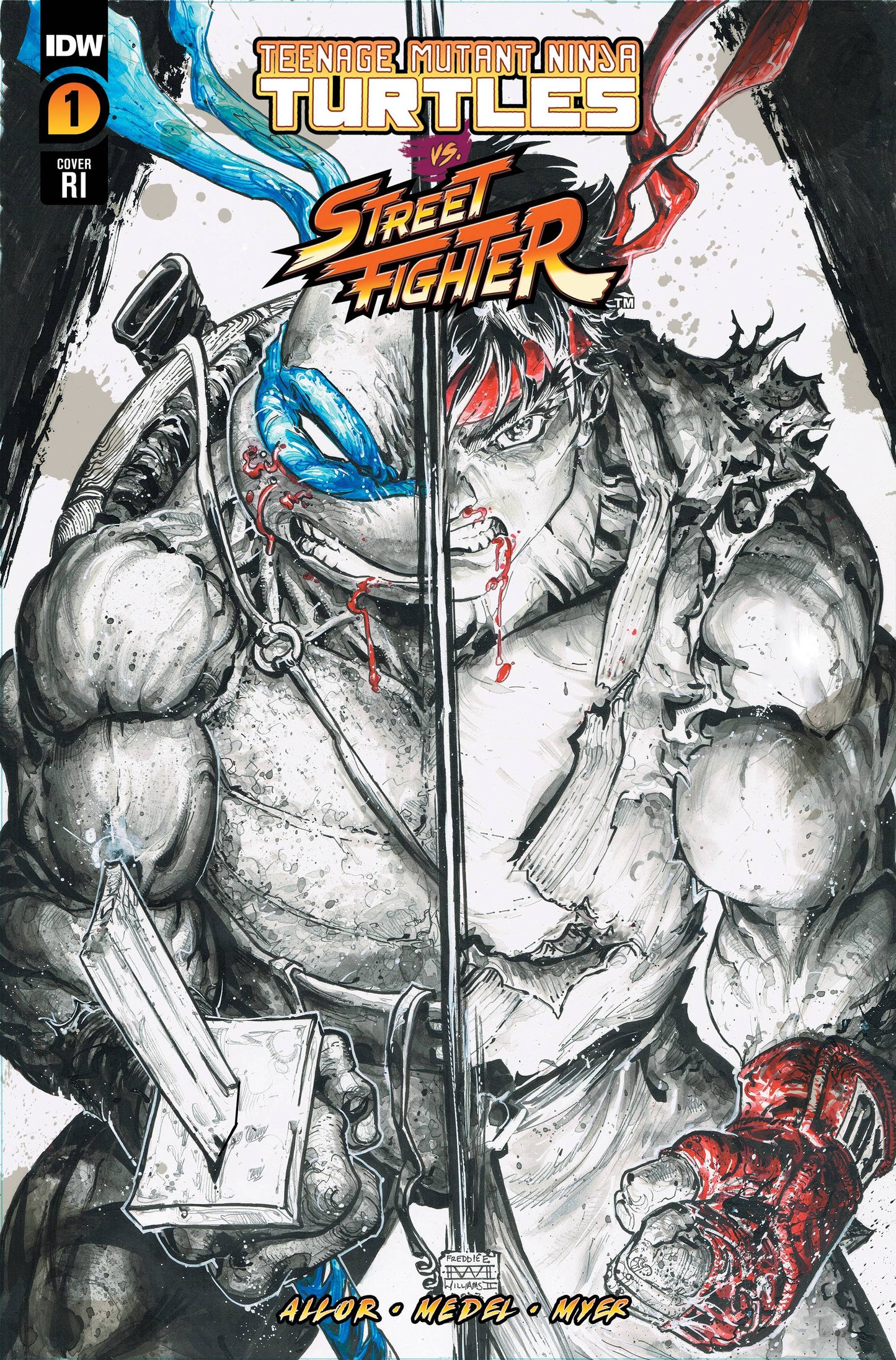 TMNT vs SF #1 Incentive Cover (1:100) by Freddie Williams II