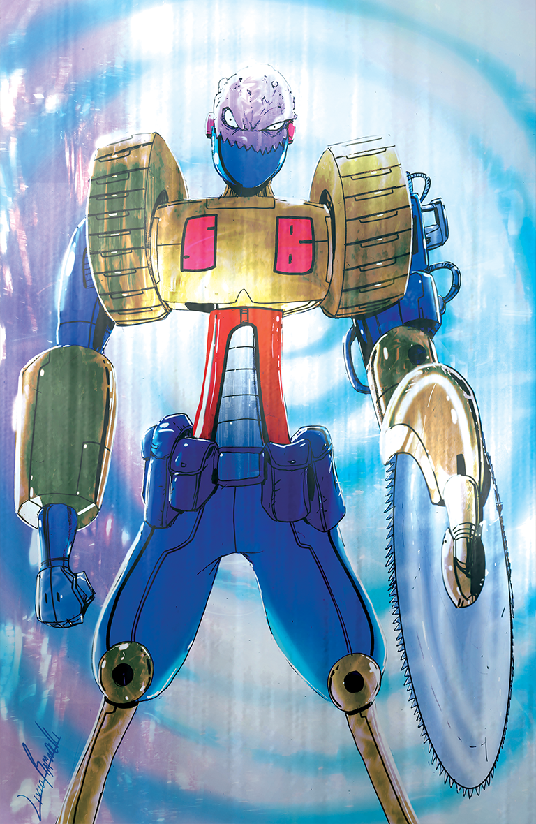 Okratron: Wrath of Saw-Bot #1 - NYCC Exclusive Electricity Chromium Variant - Livio Ramondelli