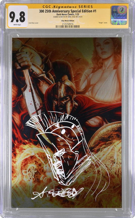 300 #1 (Metal Edition) CGC SS 9.8 Signed/Sketched by Ariel Diaz | Slab of The Day – April 3