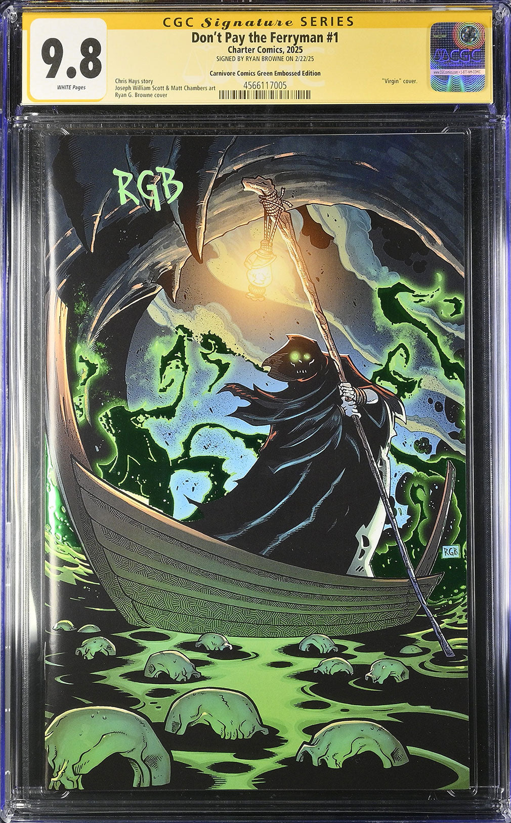 Don't Pay The Ferryman #1 Green Embossed Edition CGC SS 9.8 | Ryan G. Browne