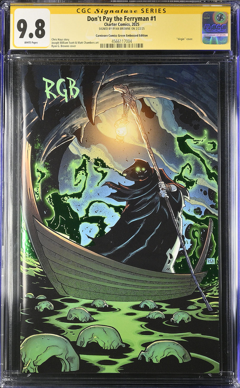 Don't Pay The Ferryman #1 Green Embossed Edition CGC SS 9.8 | Ryan G. Browne
