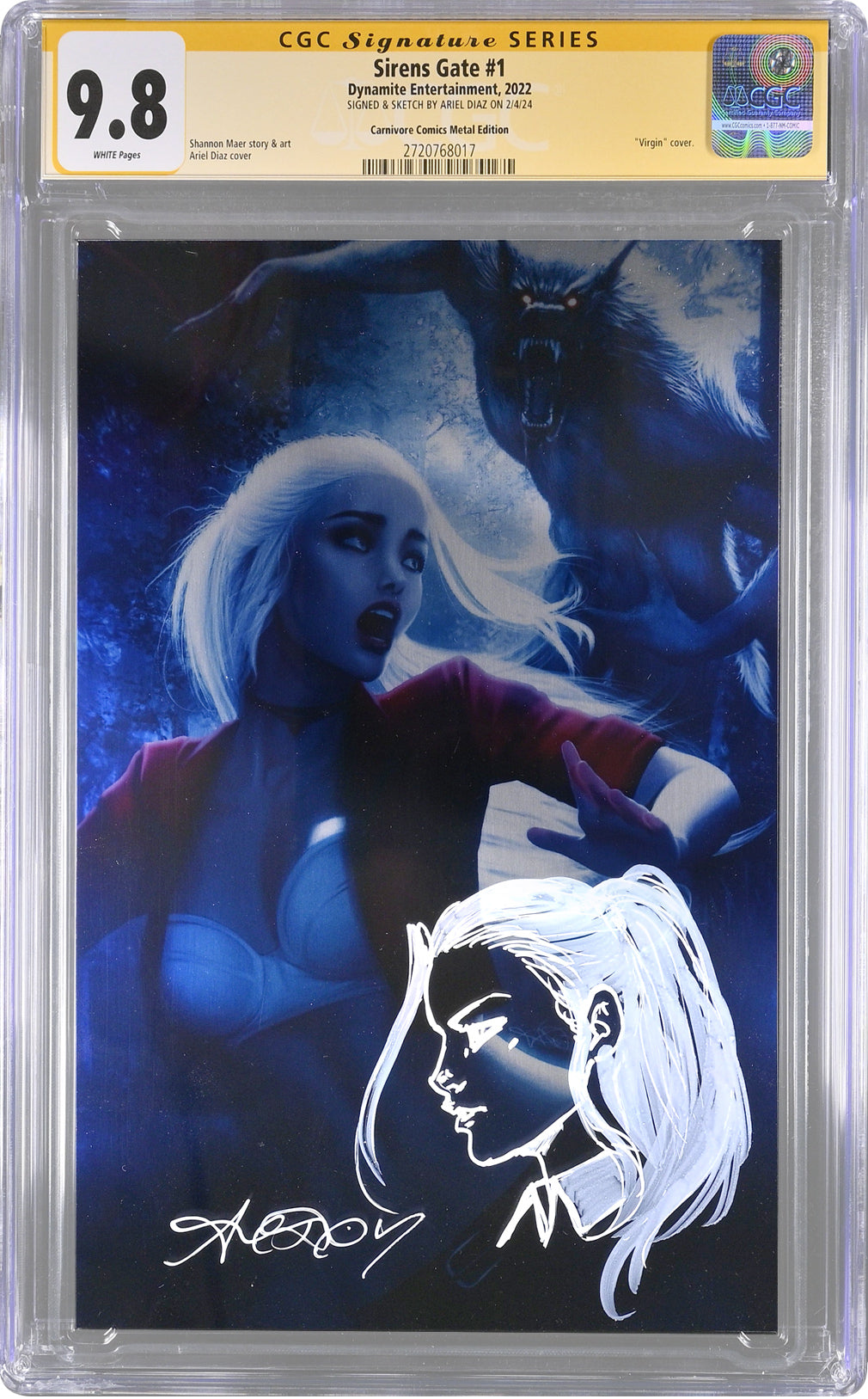 Sirens Gate #1 (Metal Edition) CGC SS 9.8 Signed/Sketched by Ariel Diaz | Slab of The Day – April 4